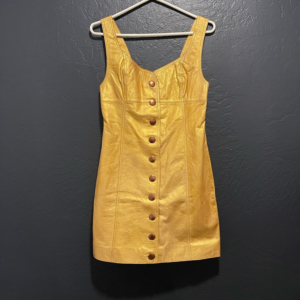 NWT 100% Leather Free People Goldie Mini Dress - Picture 2 of 5